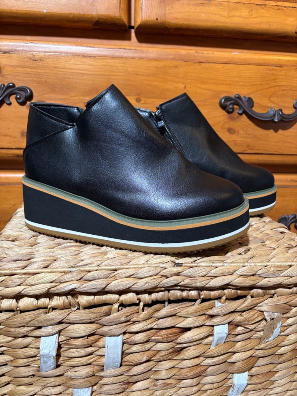 Women’s Black Platform Wedge Ankle Shoes